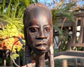 Antique Ironwood African Woman Bust Sculpture | Handmade Vintage African Art | 12' Inches Tall