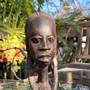Antique Ironwood African Woman Bust Sculpture | Handmade Vintage African Art | 12&#39; Inches Tall