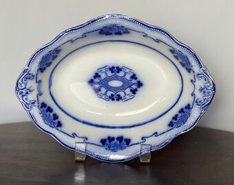 Antique W. H. Grindley 'Lorne' Flow Blue Vegetable Bowl | Vintage Blue & White Serving Bowl