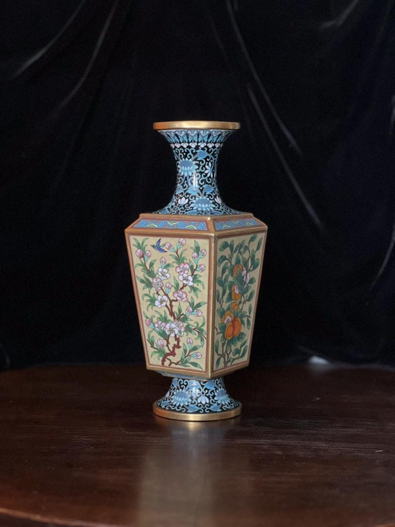 中国七宝焼き花瓶 - Chinese Cloisonné Floral Vase Vintage Chinese