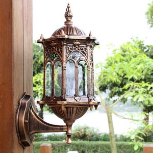 TKB- Vintage style Antique Exterior Wall Light Fixture Aluminum Glass Lantern Outdoor Garden Lamp/ The best quality / Decorative beauty Lamp