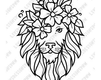 Download Floral Lion Etsy