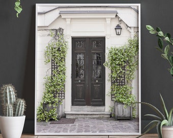Paris Print, Paris Digital Wall Art, Fall Paris, France Photography, Black Door, Paris Photography, Printable, Europe Gallery Wall