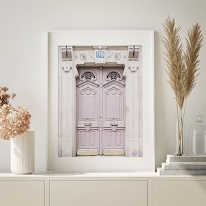 Paris Photography - Pink Door, Paris Poster, France Travel Wall Art, Digital Print Download, Pastel Wall Decor