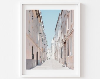 Travel Print Digital, Europe Wall Art, Paris Photography, Pink Alley, Living Room Gallery Wall, France Modern Poster, Instant Download