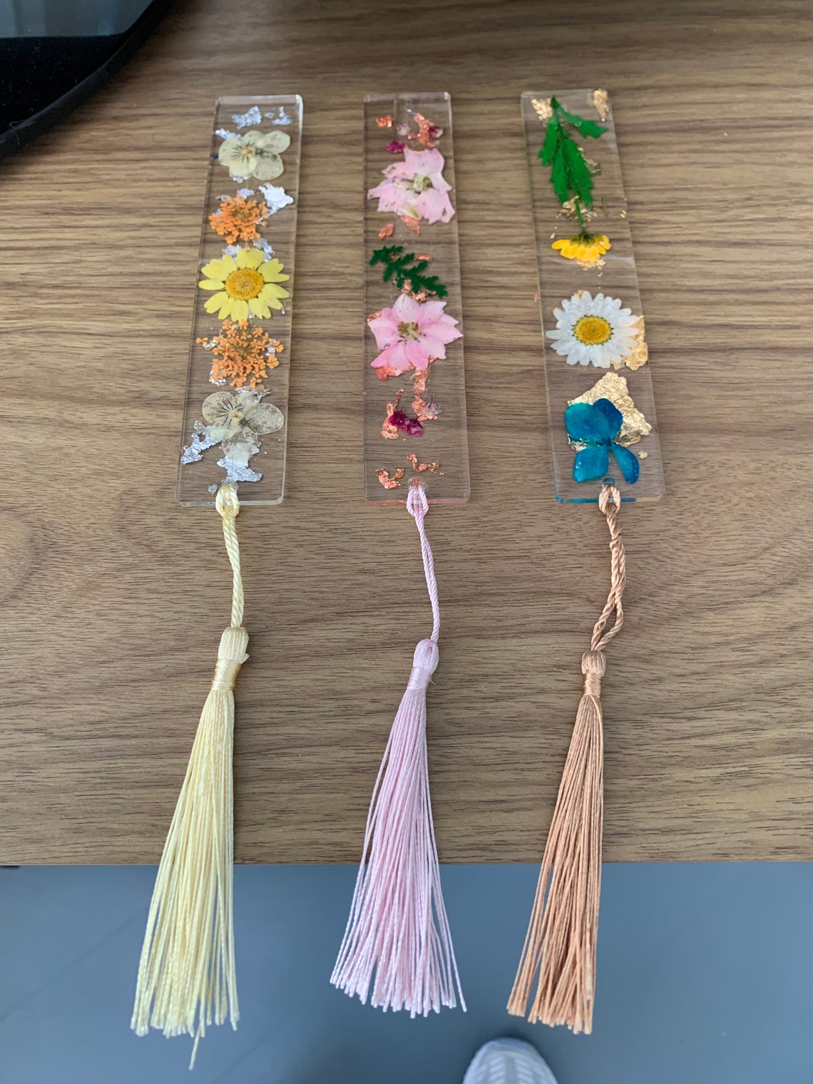 Beautiful handmade flower and resin bookmarks Etsy
