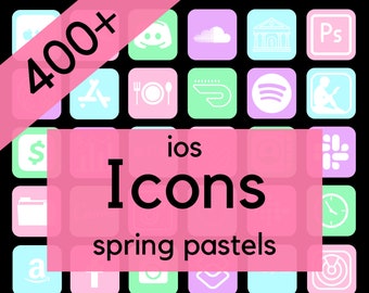 IOS App Icons Pack 400+ Spring Pastels | Pastel Pink, Blue, Purple and Green | Spring & Summer Themed | Android App Icons