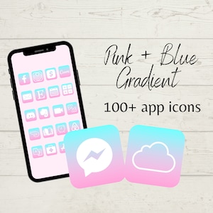 iOS App Icons Pink and Blue Gradient Icons 100+ Pack | Android App Icons