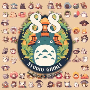 88 Ghibli Inspired Sticker Set - Perfect for Digital Planners, Goodnotes, iPad, and Journals | Pre-Cropped PNG Files | Studio Ghibli Designs