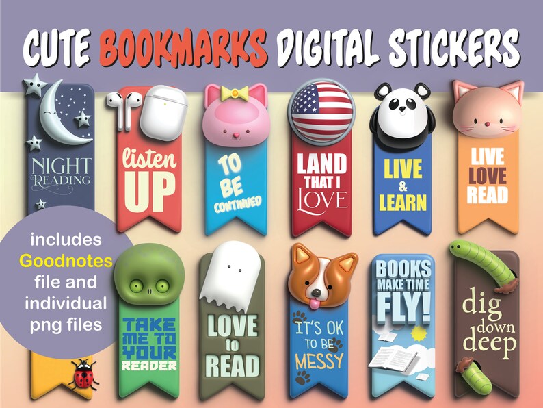 Digital Bookmark Collection for Reading Enthusiasts | Cute and Colorful ...
