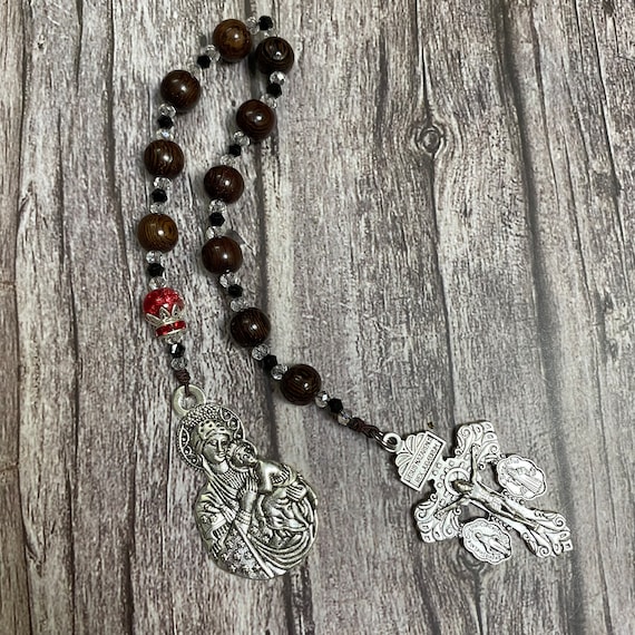 Mother of Perpetual Help Catholic Pocket Rosary, Wood Bead rosary, Rosary for Her, Catholic Gifts, First Communion Gift, Catholic Rosary