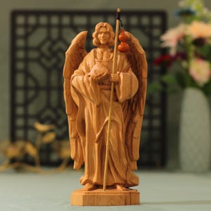 Archangel Raphael Wooden Statue Archangel Icon Religious Statues Orthodox Icon Religious Icons Wood Carving Catholic Statue Christmas Gifts