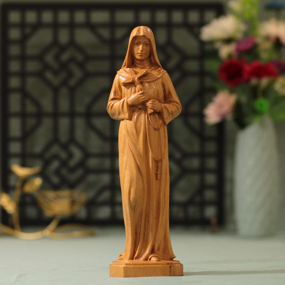 Saint Rita Wooden Statue Catholic Saint of Impossible Causes Handmade Christian Gift Religious Home Decor Patron Saint Figurine Wood Carving