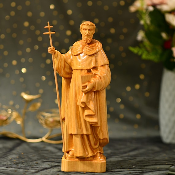 11.8 Inches St. Dominic Catholic Saint Statue Wood Carving Religious Catholic Statue Religious Gifts Fathers Day Handmade Gift Home Decor