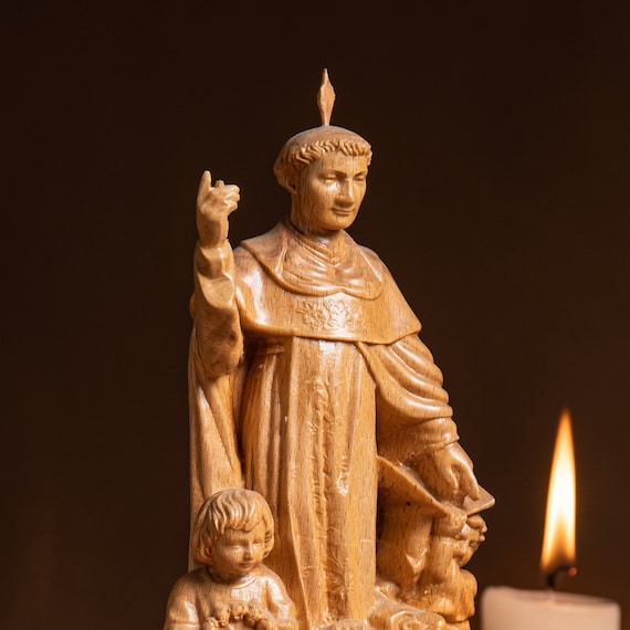 Saint Vincent Ferrer Wooden Catholic Icon Saint Statue Religious Icon Handmade Furniture and Decor Religious Art Wood Carving Christian Gift