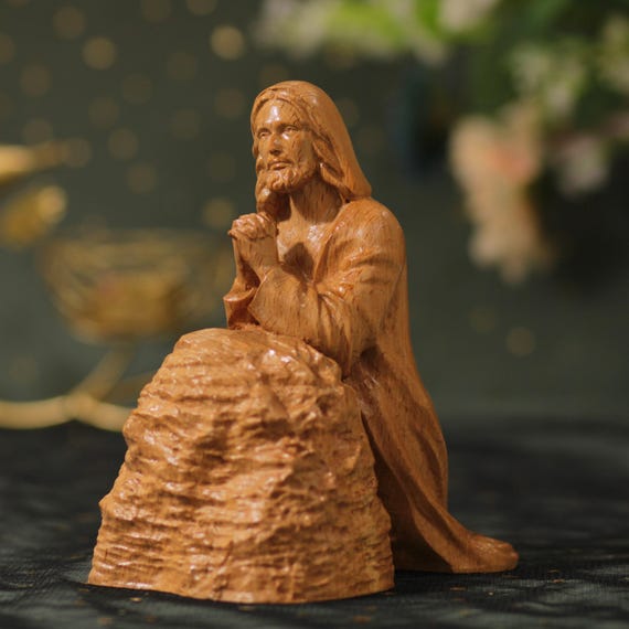 Jesus Christ praying in the Garden of Gethsemane Wooden Statue Catholic Gifts Christian Statues Christian Gifts Catholic Holy Statues