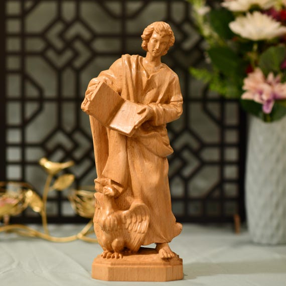 St. John the Evangelist Statue Wood Carving Handmade Home Decor Christian Artwork Handmade Gift Home Decor Housewarming Gift Religious Art