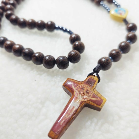 Catholic Rosary Beads with 8mm Green Cypress Wood | 1.6-Inch Crucifix | Handmade Prayer Rosary Gift