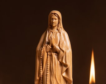 Our Lady of Lourdes Wooden Catholic Statue Religious Gifts Our Lady of Guadalupe Custom Gift Handmade Home Decor Mothers Day Gift