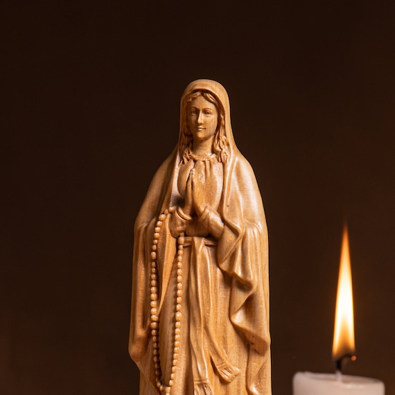 Our Lady of Lourdes Wooden Catholic Statue Religious Gifts Our Lady of Guadalupe Custom Gift Handmade Home Decor Mothers Day Gift