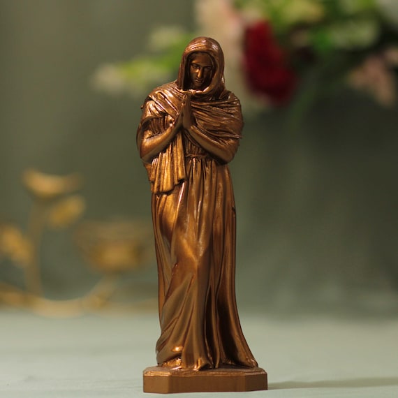 Mary at the Crucifixion Wooden Statue, Antique Catholic Sculpture, Handmade Christian Gift Catholic Art Mother Mary Our Lady of Sorrows