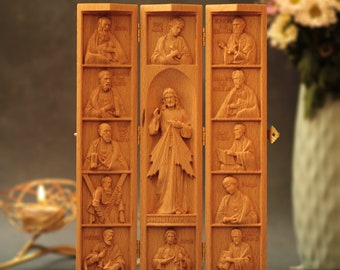 Jesus Christ and the Twelve Apostles, Handmade Prayer Altar, Catholic Home Altar, Handmade Home Decor, Living Room Decor, Housewarming Gift