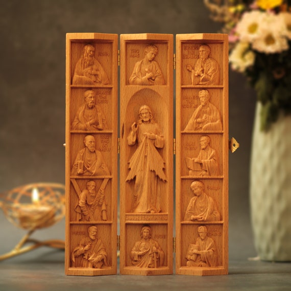 Jesus Christ and the Twelve Apostles, Handmade Prayer Altar, Catholic Home Altar, Handmade Home Decor, Living Room Decor, Housewarming Gift