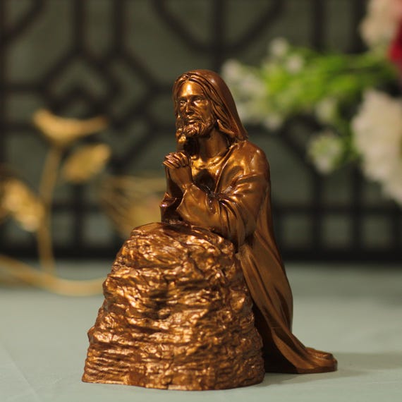 Jesus Christ Praying in the Garden of Gethsemane Antique Style Statue Catholic Gift Home Decor Religious Art Lent Easter Prayer Room