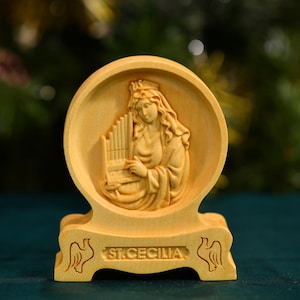 St. Cecilia Patron Saint Desktop Figurine Catholic Car Accessories Handmade Home Decor Catholic Art Catholic Altar Table St Cecilia Gift