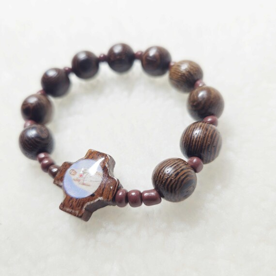 Black Cypress Wood Catholic Bracelet | Prayer Beads for Kids & Teens, Faith Gift, Spiritual Keepsake