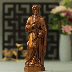 11.8 Inches St Joseph the Worker Statue Antique Style Wood Carving Decor Christian Artwork Christian Decor Catholic Art Fathers Day Gifts