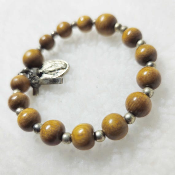 Black Cypress Wood Catholic Bracelet | Handmade Prayer Beads for Children & Teens, Rosary Bracelet Gift