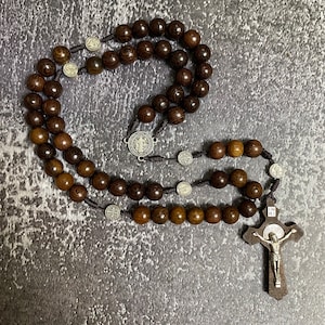 Wooden Traditional Catholic Rosary, Paracord Rosary, Wood Bead rosary, Pardon Crucifix Rosary, Catholic Gifts, Cord Rosary, Rosary for Her