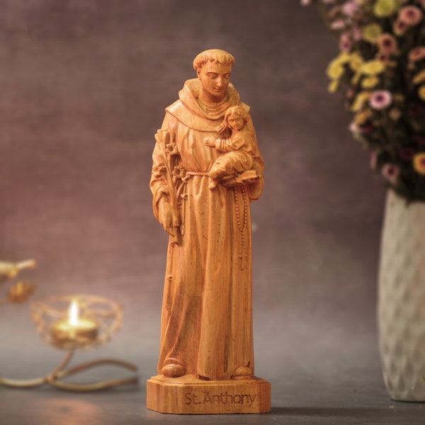 St. Anthony Wooden Statue Religious Gifts Saint Anthony statue Religious Catholic Statue Religious Christian Decor Handmade Home Decor