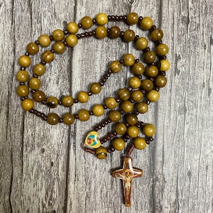 Catholic Rosary made of wood Rosary for Her, Wood Bead rosary, Pardon Crucifix Rosary, Catholic Gifts, First Communion Gift, Cord Rosary
