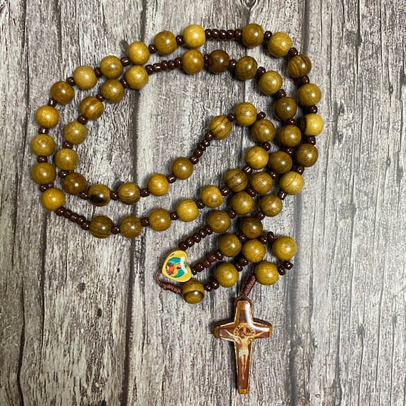 Catholic Rosary made of wood Rosary for Her, Wood Bead rosary, Pardon Crucifix Rosary, Catholic Gifts, First Communion Gift, Cord Rosary