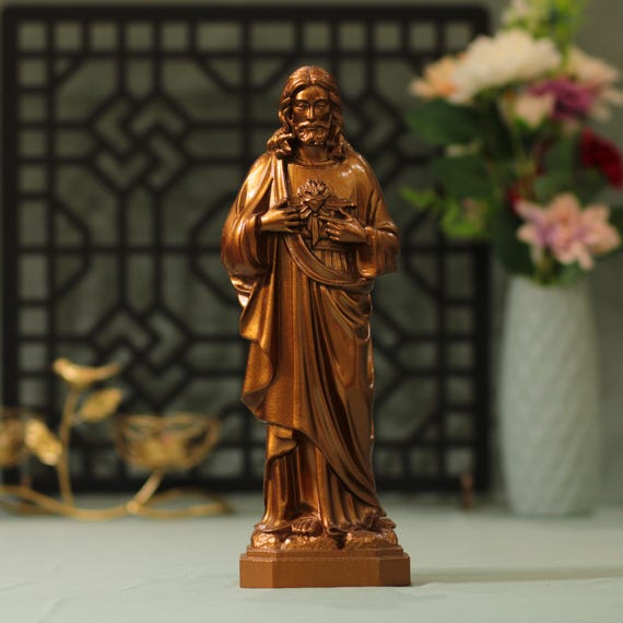 Sacred Heart of Jesus Christ Statue Antique Style Our Lord Christian Gifts Home Altar Catholic Art Fall Decor Housewarming Gifts Ideas