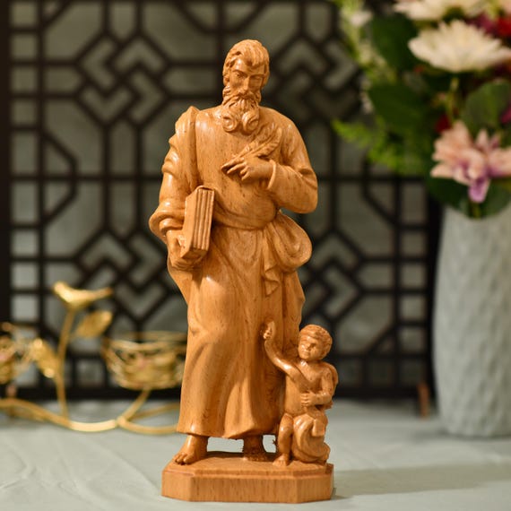 St. Matthew Evangelist Wooden Catholic Statue Catholic Art Catholic Icon Matthew the Apostle Religious Decor Christian Art Catholic Gifts