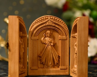 三連祭壇画 木製 カトリック キリスト教 アンティーク ヨーロッパ