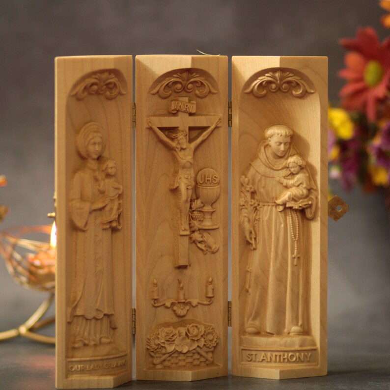 Catholic Triptych Jesus Christ- St. Anthony- Our Lady of La Vang ...