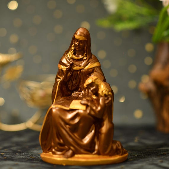 St. Anne Mother of Mary Statue/St. Ann Vintage Style Statue Mothers Day Gift Handmade Home Decor Wooden Virgin Mary Catholic Art Home Decor