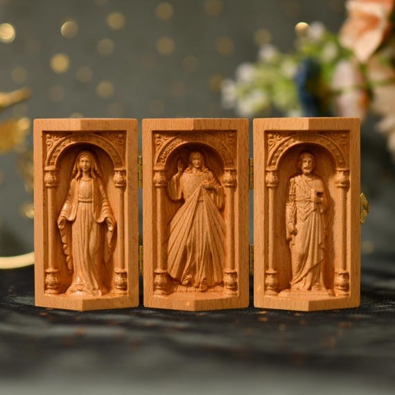 Hand Carved Wooden Box, Wooden Prayer Box, Wooden Religious Gifts, Father's Day, Housewarming Gifts, Best Friend Gift, Christian Gifts