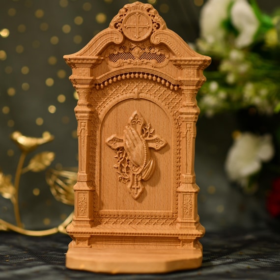 Praying Cross Catholic Home Altar Religious Home Decor Catholic Statue Religious Gifts Catholic Altar Catholic Art Wood Altar Christmas Gift