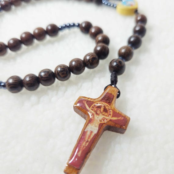 Handmade Green Cypress Wood Rosary 8mm Beads | Catholic Prayer Beads with 1.6-Inch Crucifix | Meaningful Christian Gift