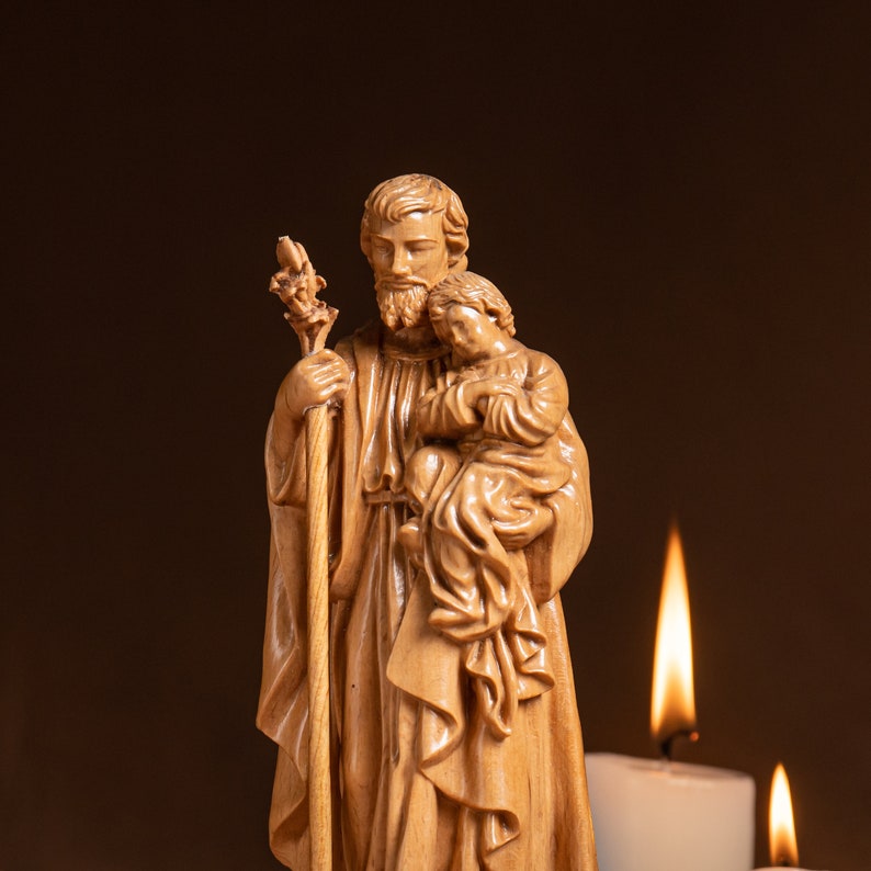 St. Joseph Holding Baby Jesus Sculpture: This is the perfect sculpture to give as a gift to you and your loved ones on Christmas, New Year, Thanksgiving, or your anniversary