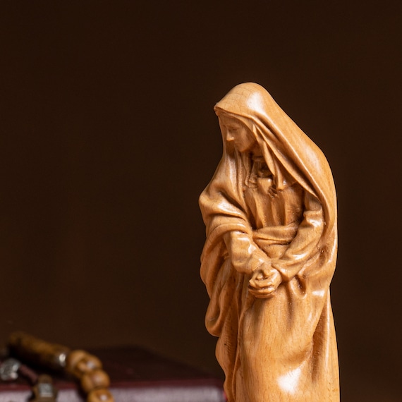 Our Lady of Sorrows Statue La Pieta Catholic Wooden Sculpture Mary and Jesus Religious Gift Christian Home Decor Catholic Art Prayer Space