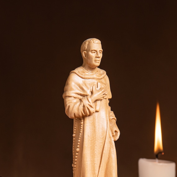 St Martin de Porres Wooden Saint Statue Catholic Black Saint Gift Religious Home Decor Christian Patron of Racial Harmony Handmade Figure