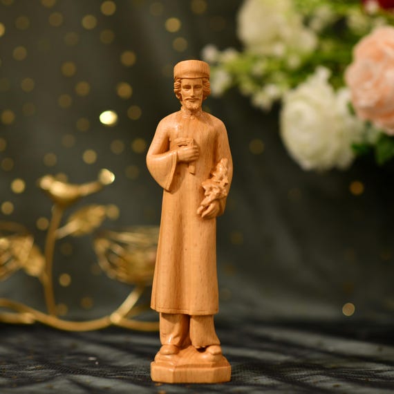 The statue of Saint Joseph adorned in traditional Vietnamese attire Unique Gift Wood Decor Gift for Him Gifts for Dad Fathers Day Gift