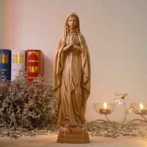 Our Lady of Lourdes Catholic Icons Wooden Virgin Mary Statue - Etsy