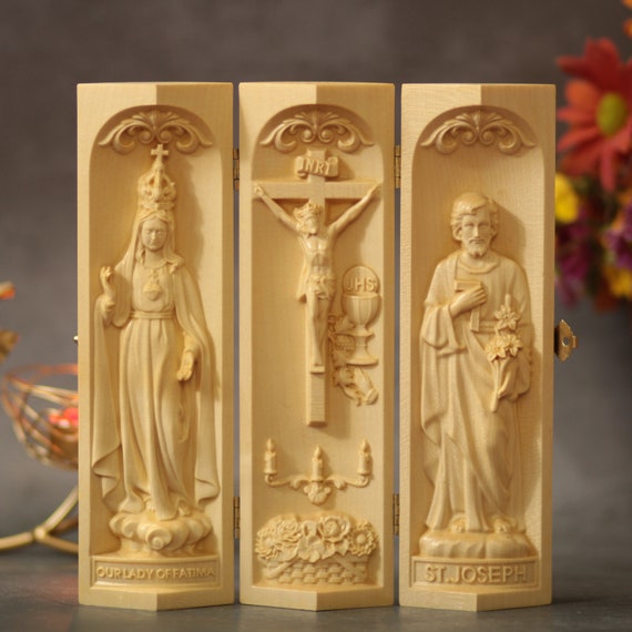 Wooden Catholic Altar Jesus Christ/ Saint Joseph/ Our Lady of Fatima Prayer Altar Religious Gifts Best Friend Gift Thank You Gift Ideas